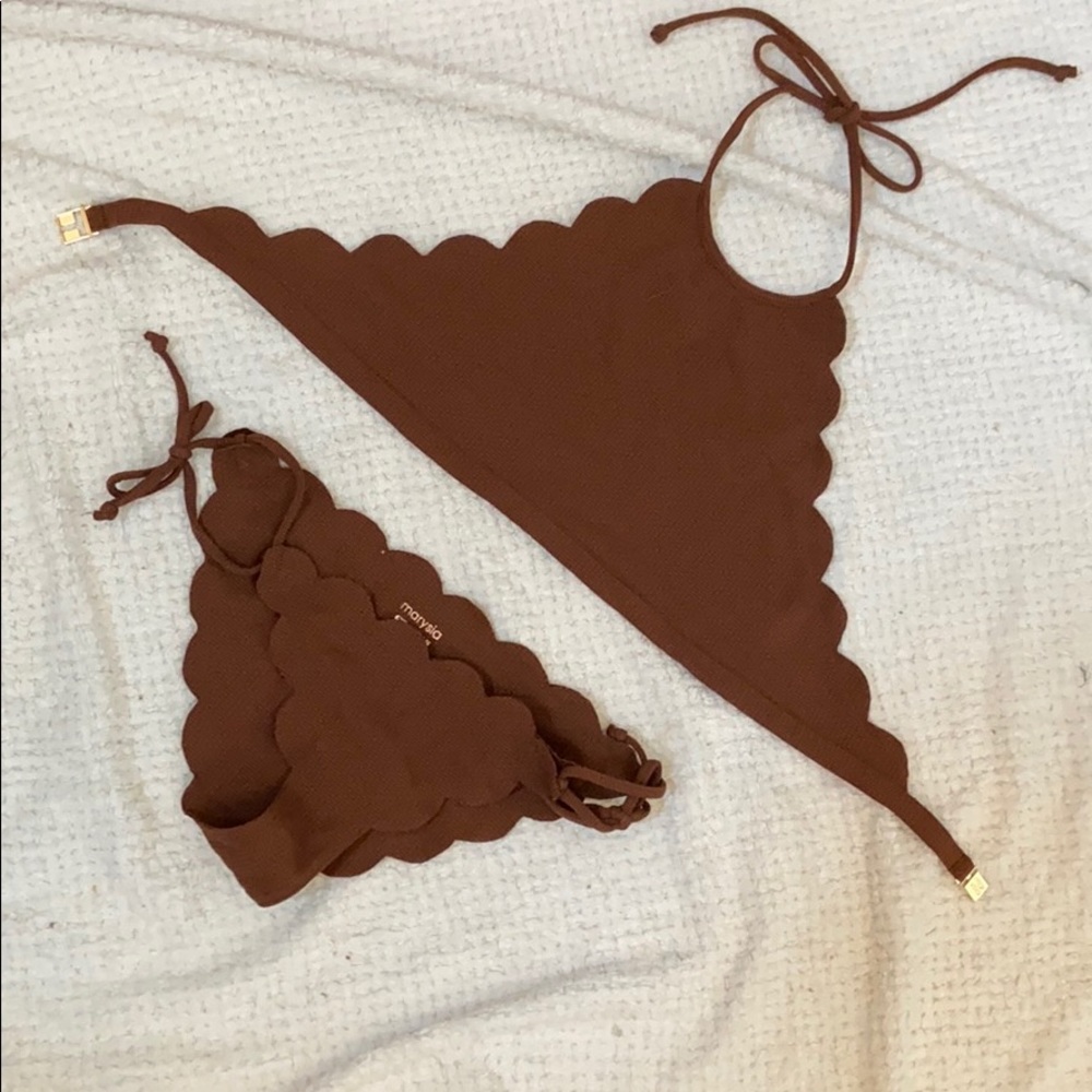 Marysia Swim Brown Scallop Halter Bikini NWOT